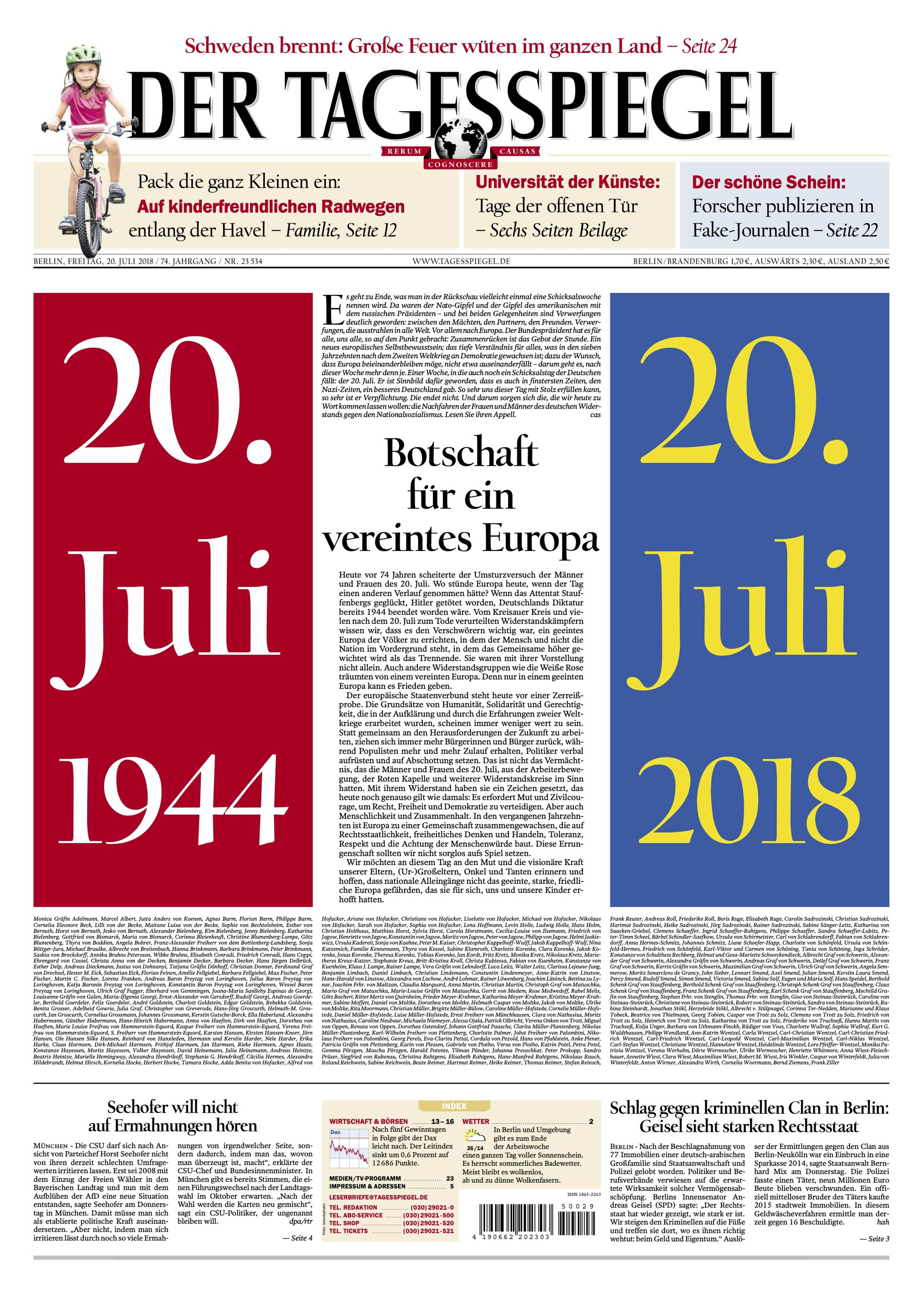 Aufruf im Tagesspiegel vom 20.08.2018